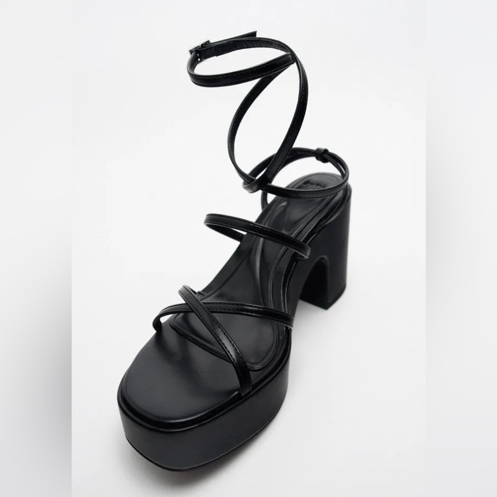 Zara Lace Up Platform Chunky Heeled Sandals